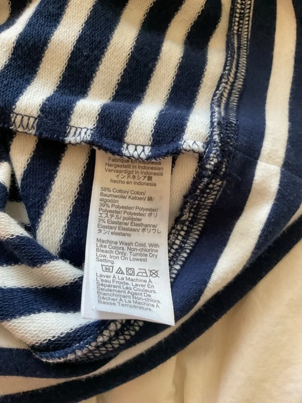 J.Crew Navy White Striped Button Neck Pullover Sweatshirt M
